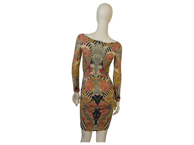 Alexander McQueen Multicolor Floral Geometric Print Jersey Bodycon Kleid Größe 40 Mehrfarben - Ansicht 2