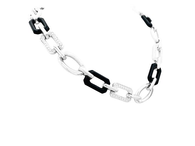 Collana Chanel, "Première Onyx", onice, diamanti, oro bianco. - vista 2