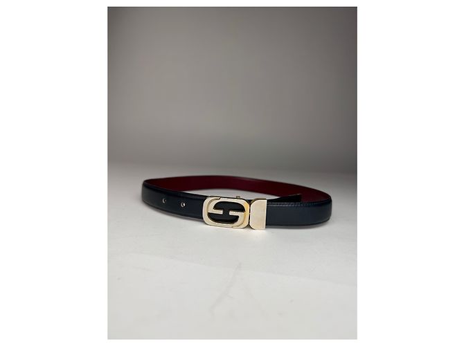 Vintage Gucci Leder Gürtel Schwarz Lila - Ansicht 3