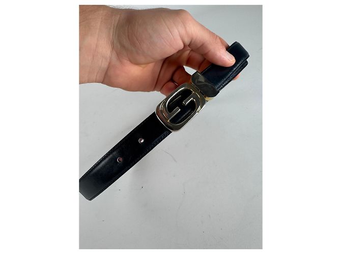 Vintage Gucci Leder Gürtel Schwarz Lila - Ansicht 5
