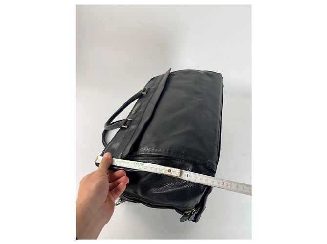 Vintage Burberry Leder-Duffel-Tasche Schwarz - Ansicht 10