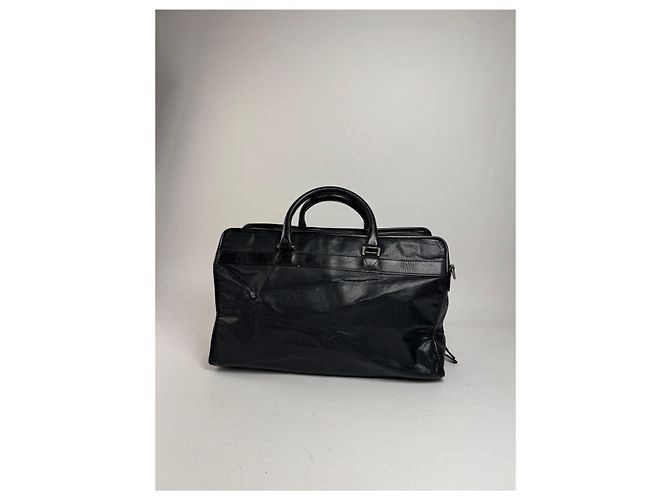 Vintage Burberry Leder-Duffel-Tasche Schwarz - Ansicht 13