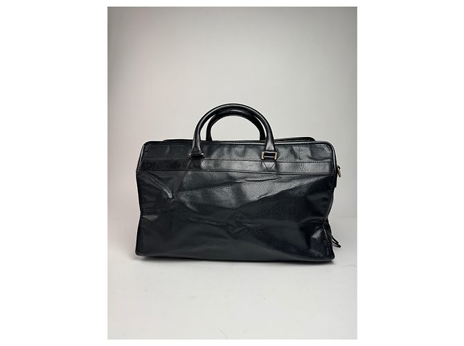 Vintage Burberry Leder-Duffel-Tasche Schwarz - Ansicht 2