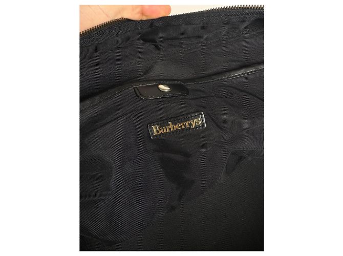 Vintage Burberry Leder-Duffel-Tasche Schwarz - Ansicht 3