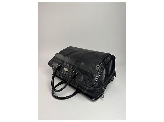 Vintage Burberry Leder-Duffel-Tasche Schwarz - Ansicht 4