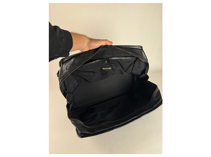 Vintage Burberry Leder-Duffel-Tasche Schwarz - Ansicht 5