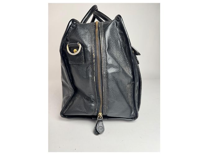 Vintage Burberry Leder-Duffel-Tasche Schwarz - Ansicht 6