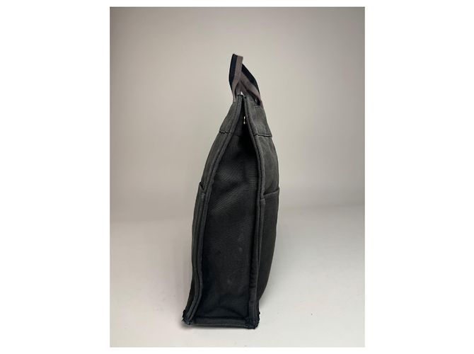 Vintage Hermès Canvas Tote Bag Schwarz Grau - Ansicht 6