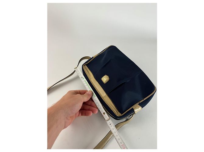 Céline Vintage Celine Triomphe Shoulder Leather Polyester Bag Navy Gold Navy blue - view 11