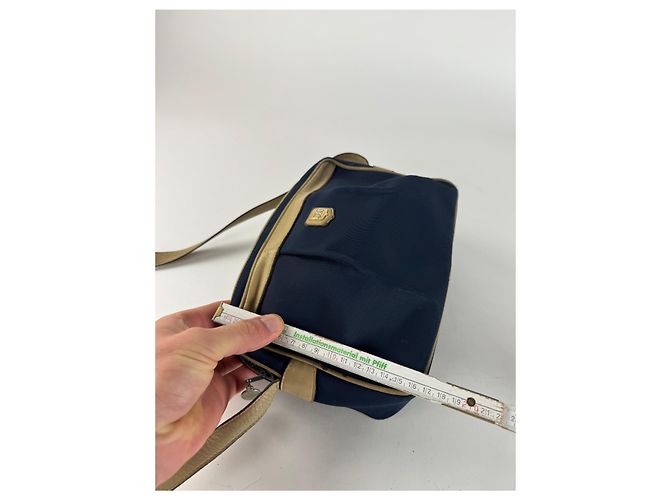 Céline Vintage Celine Triomphe Shoulder Leather Polyester Bag Navy Gold Navy blue - view 12