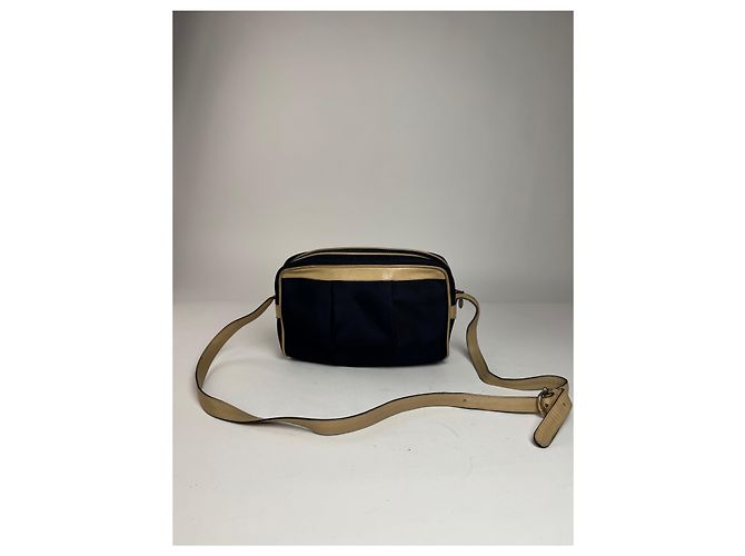 Céline Vintage Celine Triomphe Shoulder Leather Polyester Bag Navy Gold Navy blue - view 2