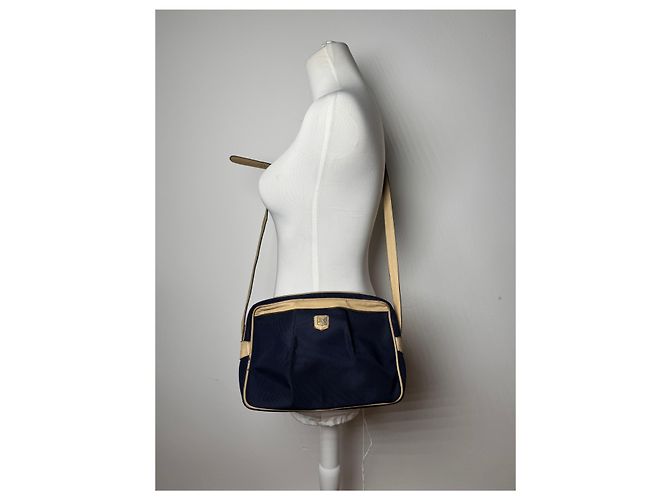 Céline Vintage Celine Triomphe Shoulder Leather Polyester Bag Navy Gold Navy blue - view 5