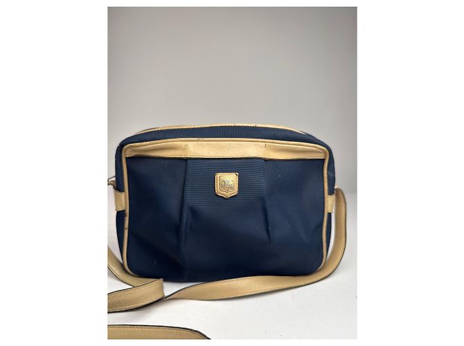 Céline Vintage Celine Triomphe Shoulder Leather Polyester Bag Navy Gold Navy blue - view 8