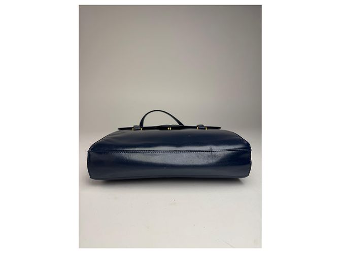 Vintage Givenchy Lederhandtasche Marineblau - Ansicht 11