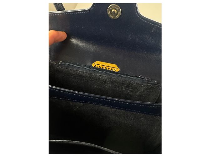 Vintage Givenchy Lederhandtasche Marineblau - Ansicht 5