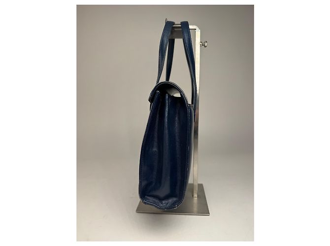 Vintage Givenchy Lederhandtasche Marineblau - Ansicht 6