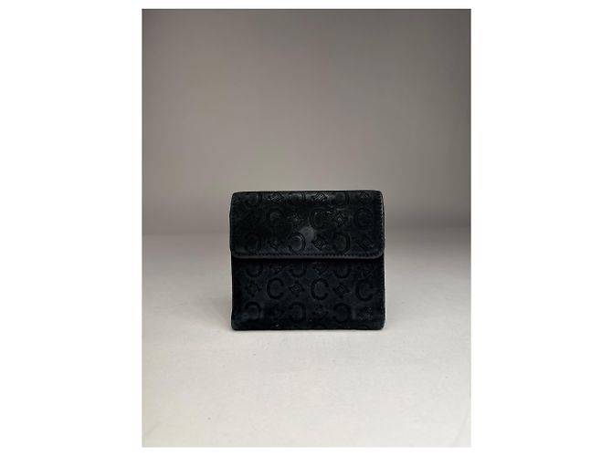 Triomphe Céline Vintage Celine Monogram Velour Leather Wallet Black - view 10