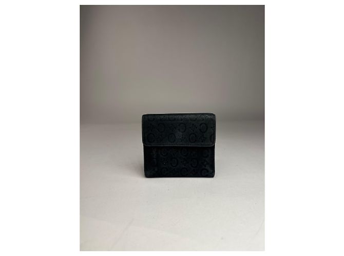 Triomphe Céline Vintage Celine Monogram Velour Leather Wallet Black - view 11
