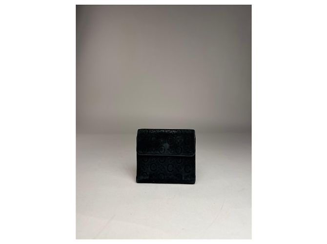 Triomphe Céline Vintage Celine Monogram Velour Leather Wallet Black - view 5