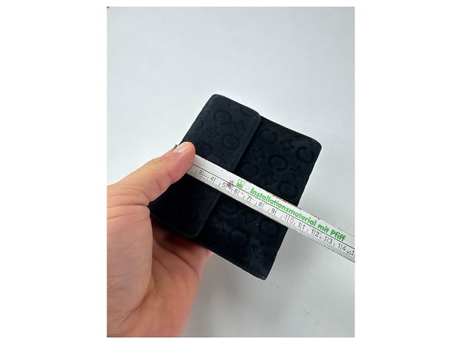 Triomphe Céline Vintage Celine Monogram Velour Leather Wallet Black - view 9