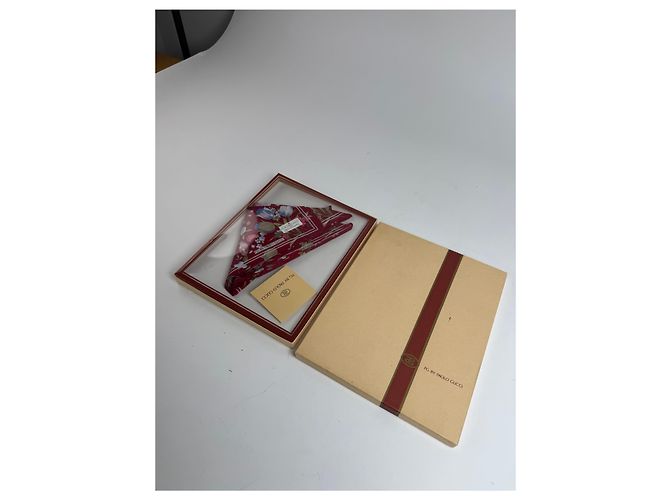 Sciarpa Floreale Vintage Gucci Rossa Nuova Con Scatola Rosso - vista 10