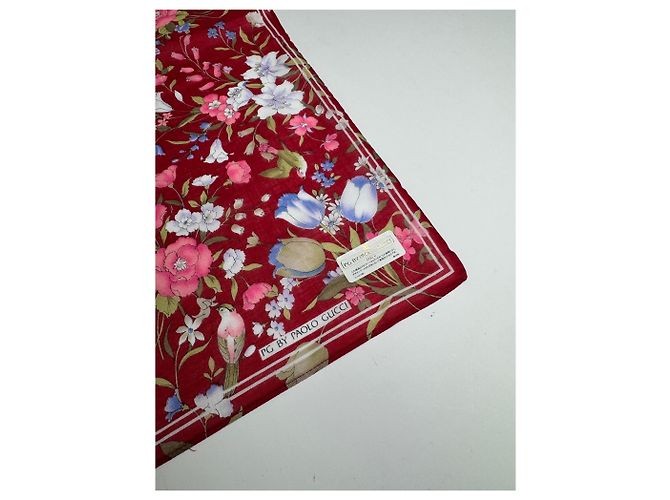 Sciarpa Floreale Vintage Gucci Rossa Nuova Con Scatola Rosso - vista 3