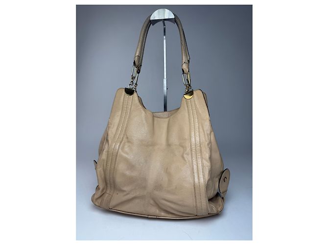 Chloé Vintage Chloe Lederhandtasche, Beuteltasche Beige - Ansicht 13