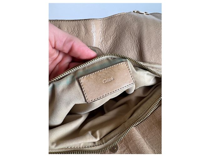 Chloé Vintage Chloe Lederhandtasche, Beuteltasche Beige - Ansicht 4