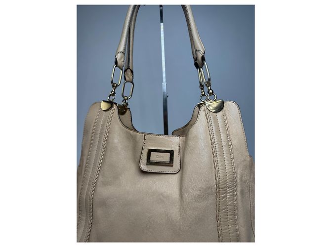 Chloé Vintage Chloe Lederhandtasche, Beuteltasche Beige - Ansicht 6