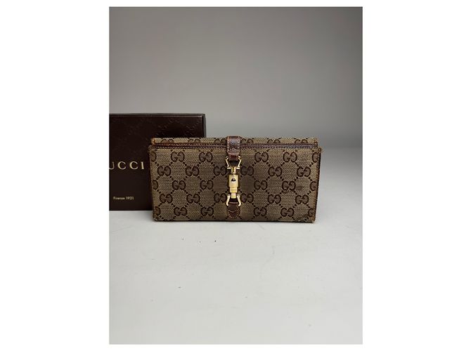 Gucci Jackie Monogram Leder Geldbörse Braun - Ansicht 10