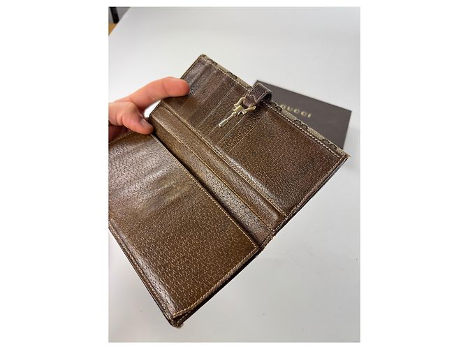 Gucci Jackie Monogram Leder Geldbörse Braun - Ansicht 3