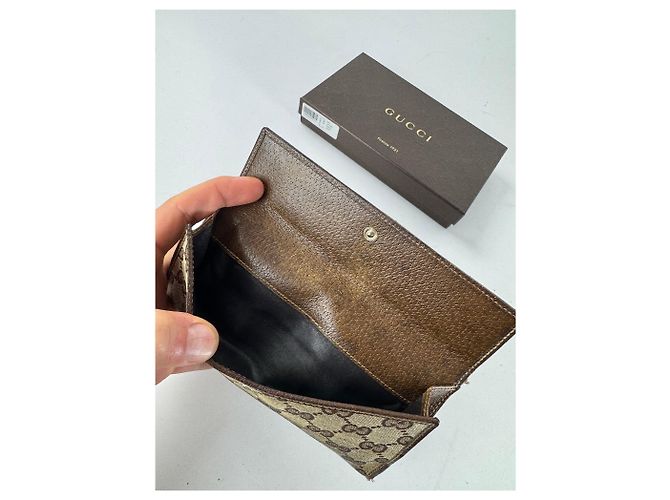 Gucci Jackie Monogram Leder Geldbörse Braun - Ansicht 7