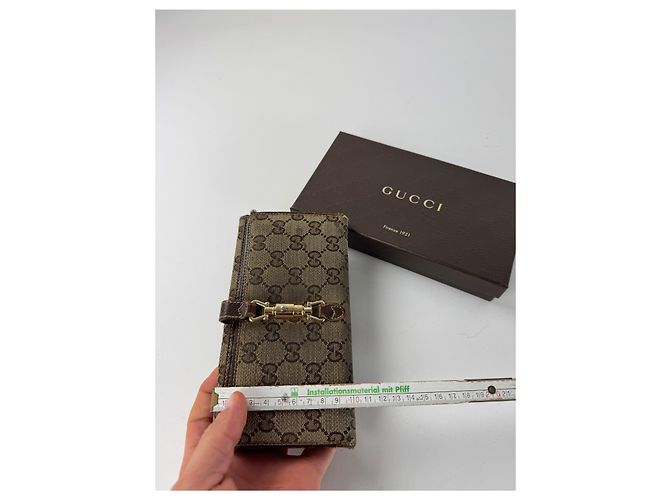 Gucci Jackie Monogram Leder Geldbörse Braun - Ansicht 9