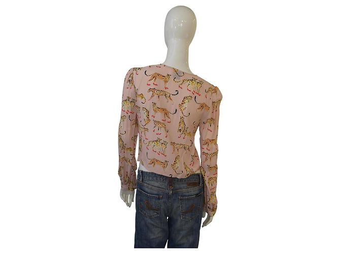 PINKO Blusa de estampado de leopardo con lazo frontal – Talla IT 40 / US 4–6 Multicolor - vista 2