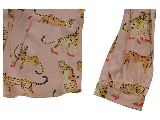 PINKO Blusa de estampado de leopardo con lazo frontal – Talla IT 40 / US 4–6 Multicolor - vista 6