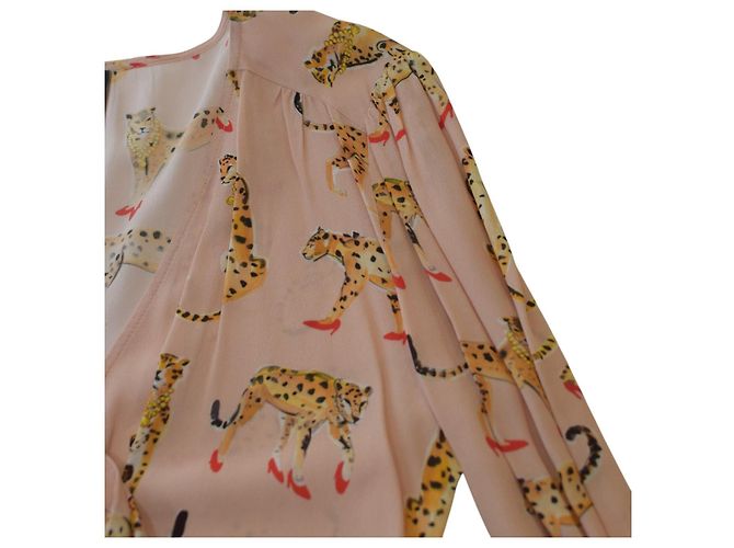 PINKO Blusa de estampado de leopardo con lazo frontal – Talla IT 40 / US 4–6 Multicolor - vista 7