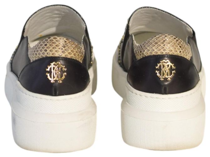 Sneaker platform in pelle nera con borchie e cristalli Roberto Cavalli 38 Nero - vista 5