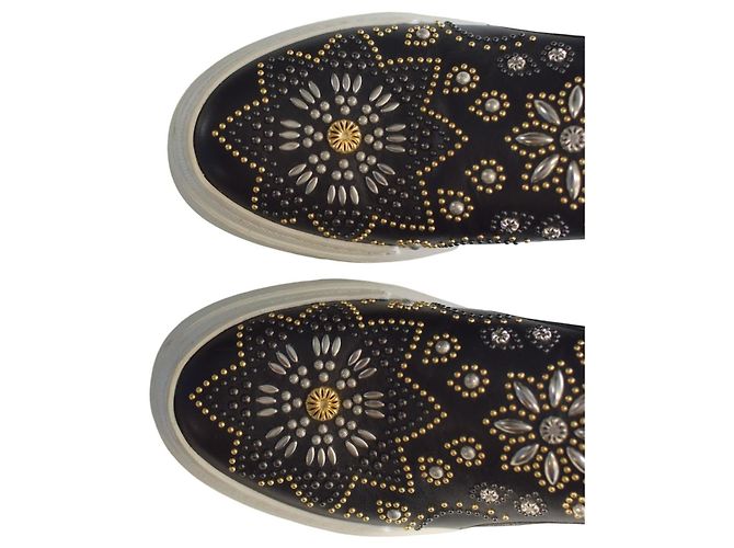 Sneaker platform in pelle nera con borchie e cristalli Roberto Cavalli 38 Nero - vista 8
