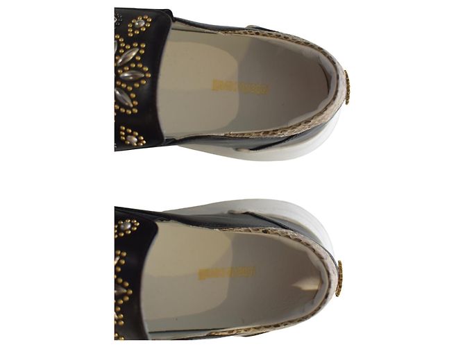 Sneaker platform in pelle nera con borchie e cristalli Roberto Cavalli 38 Nero - vista 9