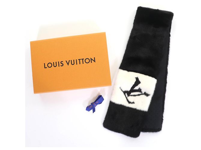 Minkfell-Schal/Tuch von Louis Vuitton Schwarz Weiß - Ansicht 2