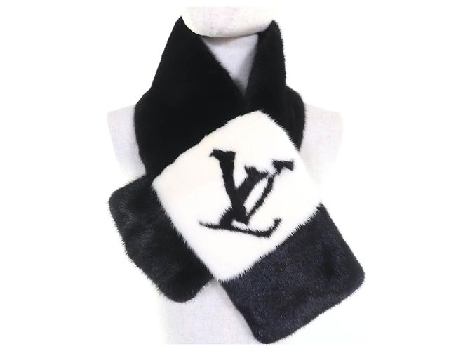 Minkfell-Schal/Tuch von Louis Vuitton Schwarz Weiß - Ansicht 3