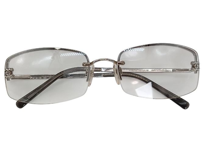 Chanel CC Logo Silber Klare Randlose Strass Sonnenbrille 4093-B - Ansicht 2