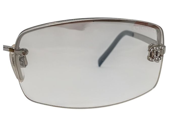 Chanel CC Logo Silber Klare Randlose Strass Sonnenbrille 4093-B - Ansicht 5