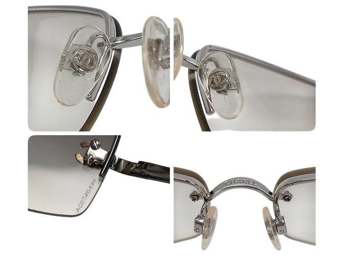 Chanel CC Logo Silber Klare Randlose Strass Sonnenbrille 4093-B - Ansicht 8