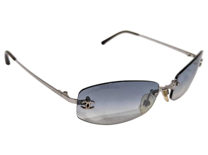 Chanel Silber Hellblau Ombre Randlose Sonnenbrille 4002 - Ansicht 2