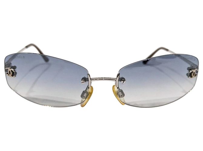 Chanel Silber Hellblau Ombre Randlose Sonnenbrille 4002 - Ansicht 3