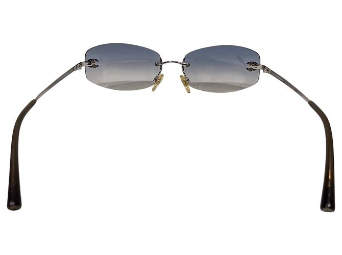 Chanel Silber Hellblau Ombre Randlose Sonnenbrille 4002 - Ansicht 4