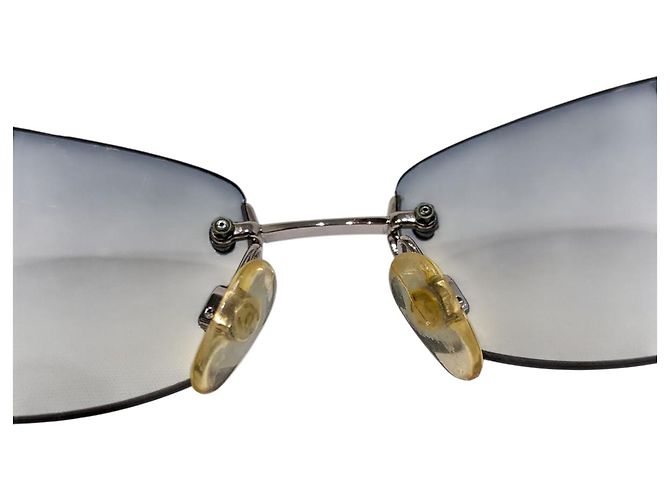 Chanel Silber Hellblau Ombre Randlose Sonnenbrille 4002 - Ansicht 5