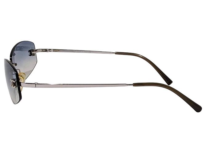 Chanel Silber Hellblau Ombre Randlose Sonnenbrille 4002 - Ansicht 8