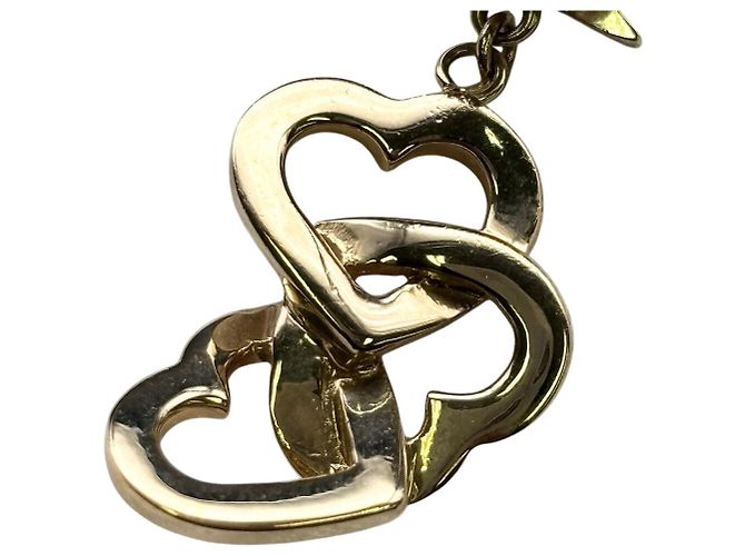 Boucles d'oreilles en forme de cœur en cristal rhinestone doré avec logo Christian Dior - vue 4